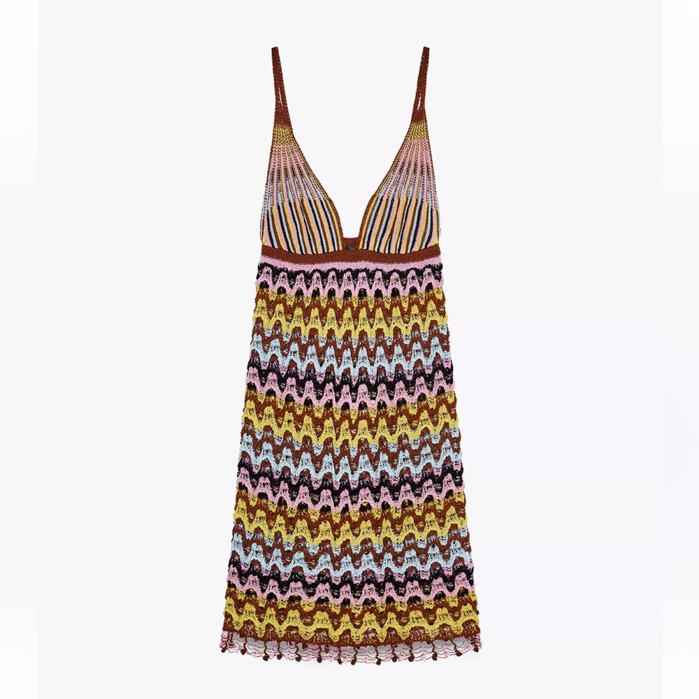 Zara Multicolor Knit Mini Dress